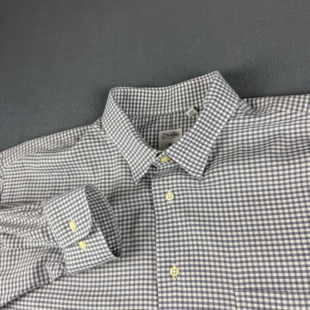 Gitman Bros Shirt Men's XL Gray Wingspan Trim Fit Allen Edmonds USA Made Plaid